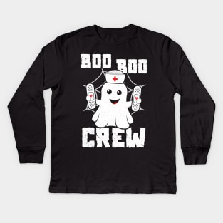 Boo Boo Crew Cute Nurse Ghost Costume Girls Funny Halloween Kids Long Sleeve T-Shirt